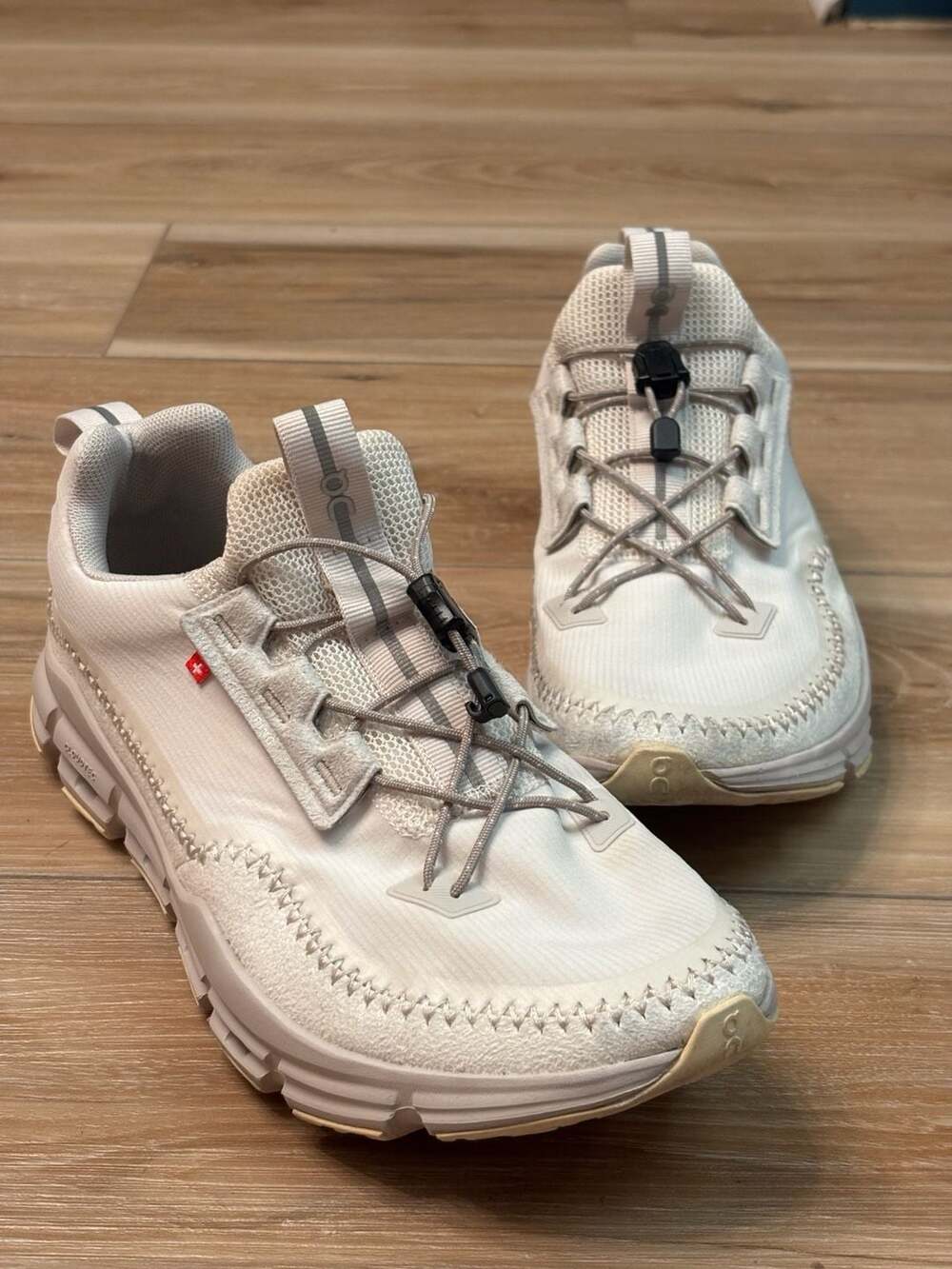 On Cloudaway Rubber-Trimmed Mesh and Suede Running Sneakers Ivory Pearl